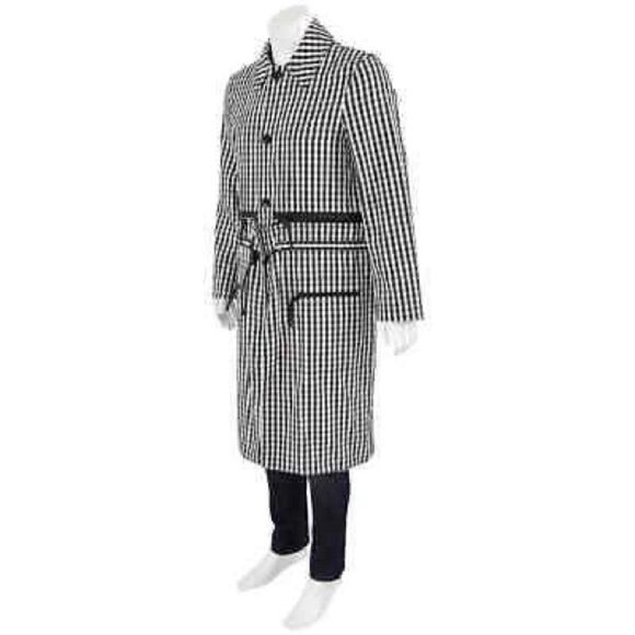 Burberry Black & White Gingham Technical Wool Loop-back Car Coat, NWT - Picture 3 of 15